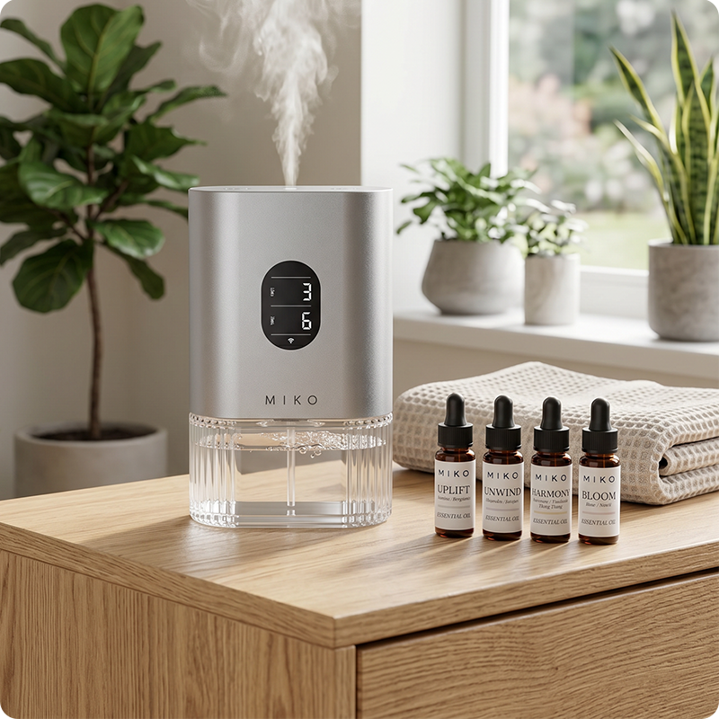 AURA Miko Essential Oil Diffuser | Cool Mist Aromatherapy & Mood Light